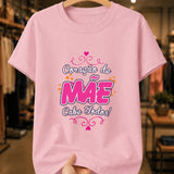 Camiseta Feminina 100% Algodão "Coração De Mãe Cabe Todos" Dia Das Mães
