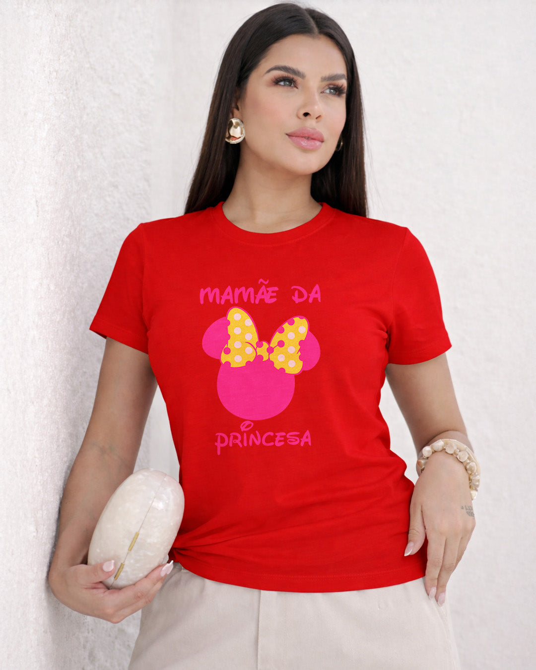 Camiseta Feminina 100% Algodão "Mamãe Da Princesa" Dia Das Mães