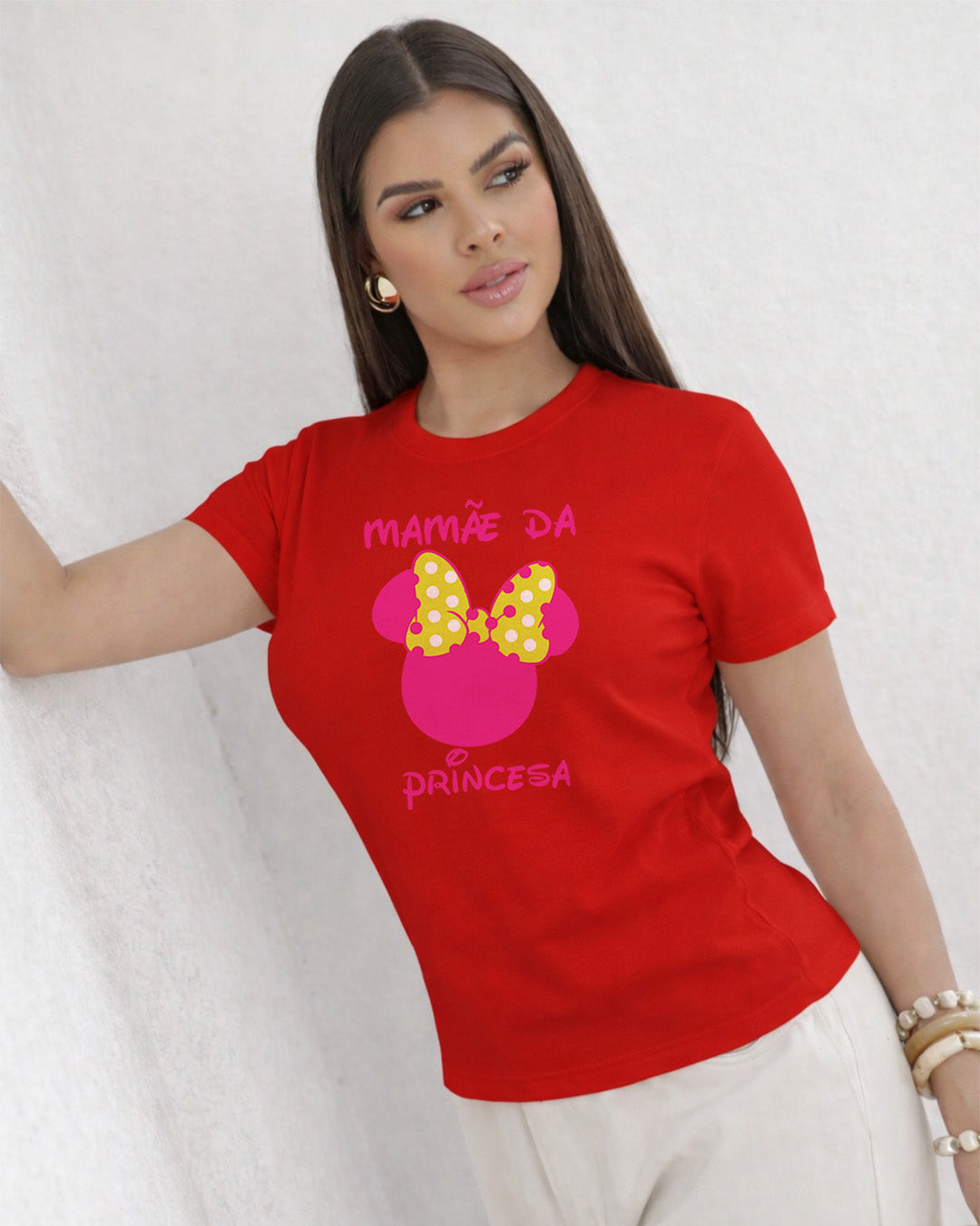 Camiseta Feminina 100% Algodão "Mamãe Da Princesa" Dia Das Mães