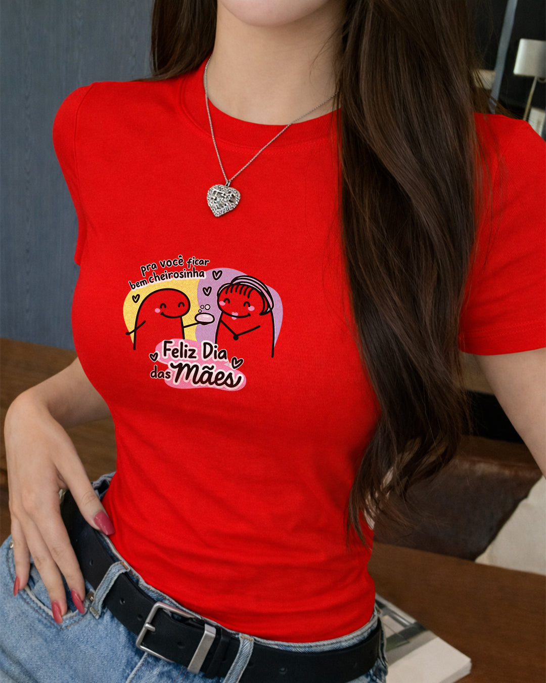 Camiseta 100% Algodão Feminina "Feliz Dia Das Mães Cheirosinha" Dia Das Mães