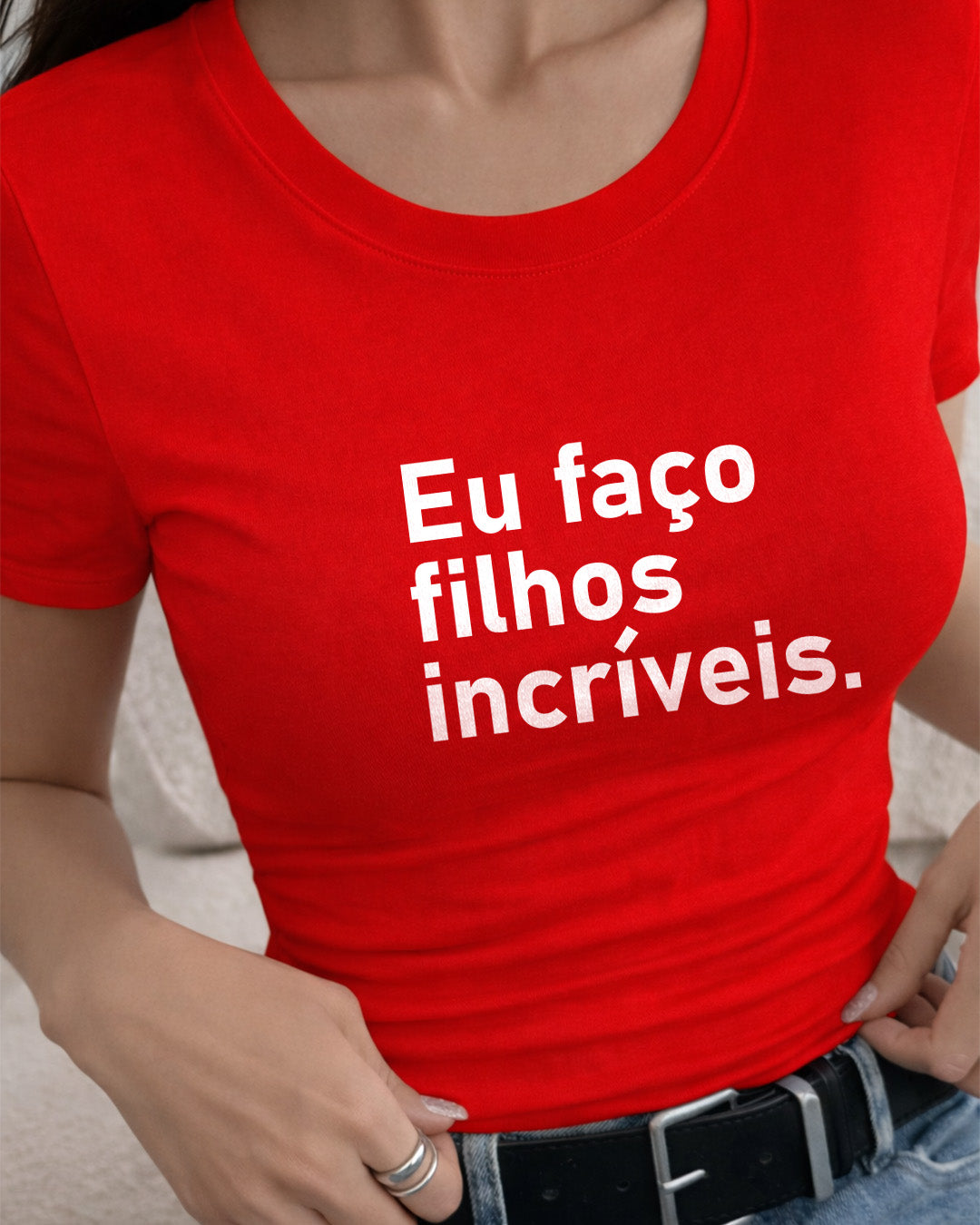 Camiseta Feminina 100% Algodão "Eu Faço Filhos Incríveis" Dia Das Mães