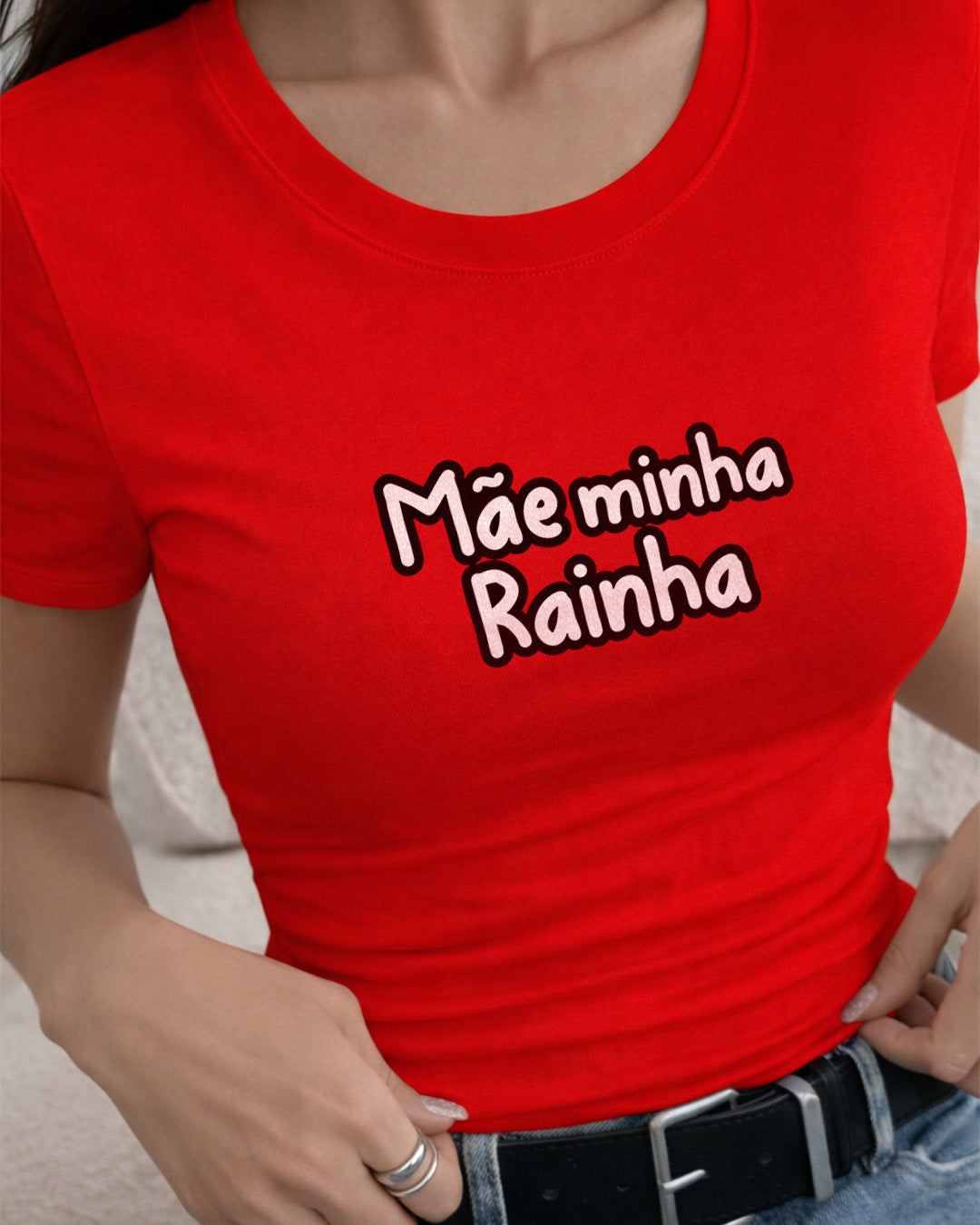 Camiseta 100% Algodão Feminina "Mãe Minha Rainha Especial" Dia Das Mães