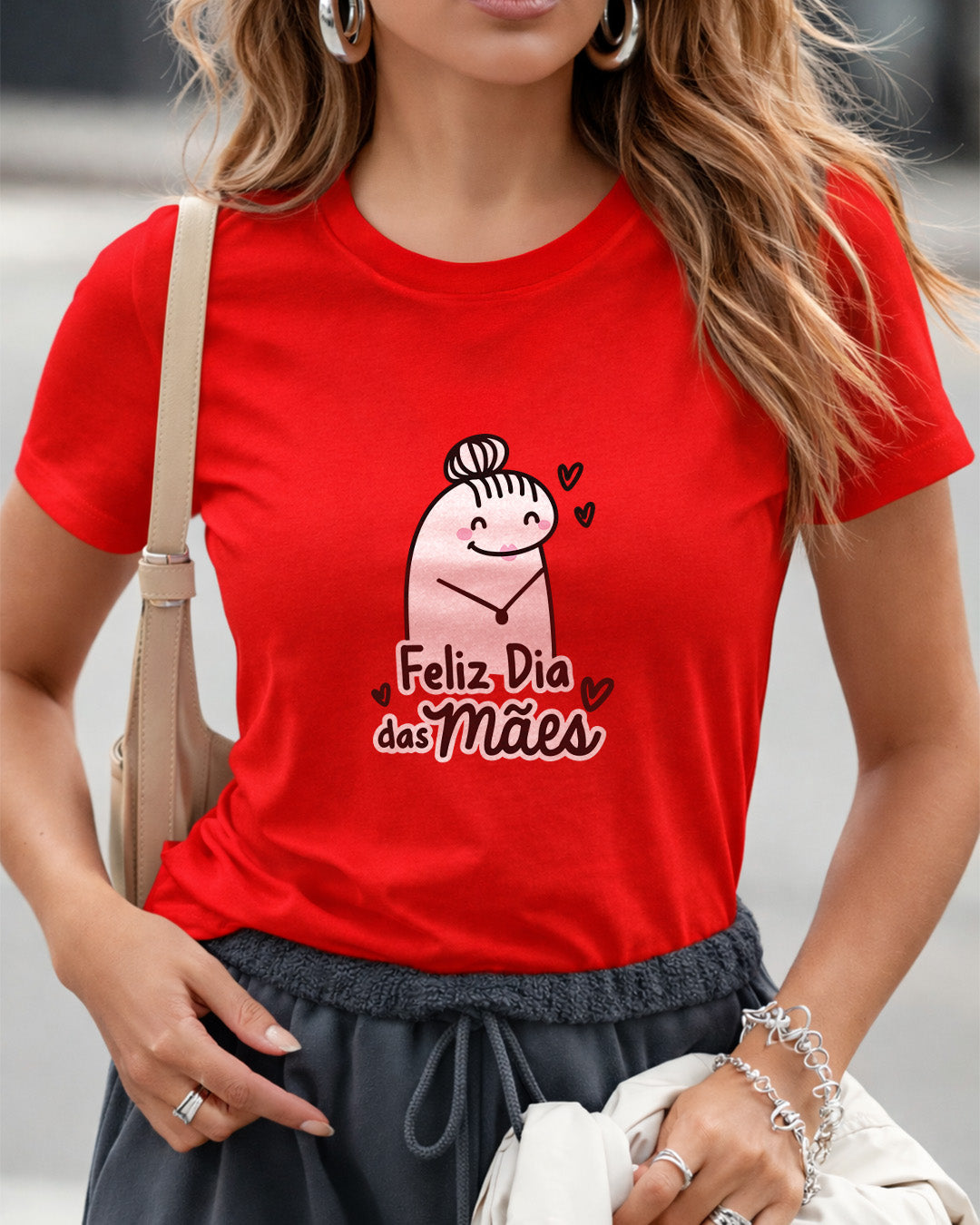 Camiseta Feminina 100% Algodão "Feliz Dia Das Mães Alegre" Dia Das Mães