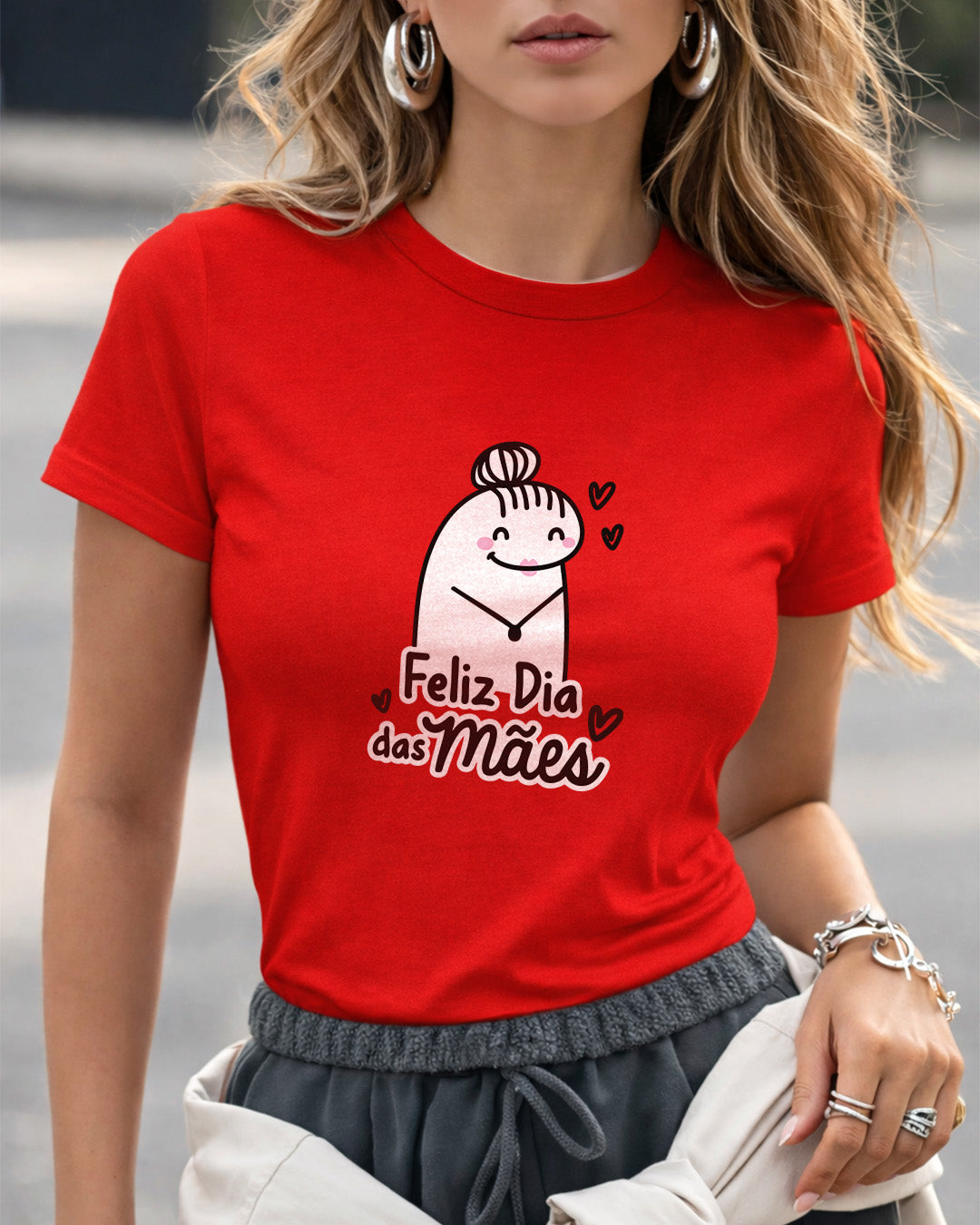 Camiseta Feminina 100% Algodão "Feliz Dia Das Mães Alegre" Dia Das Mães