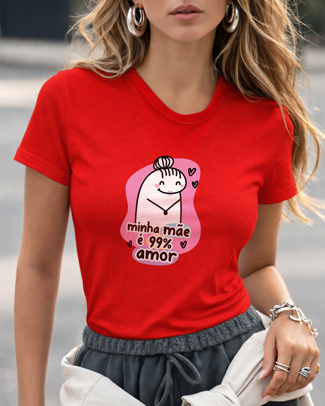 Camiseta Feminina "Minha Mãe É 99% Amor" 100% Algodão Dia Das Mães