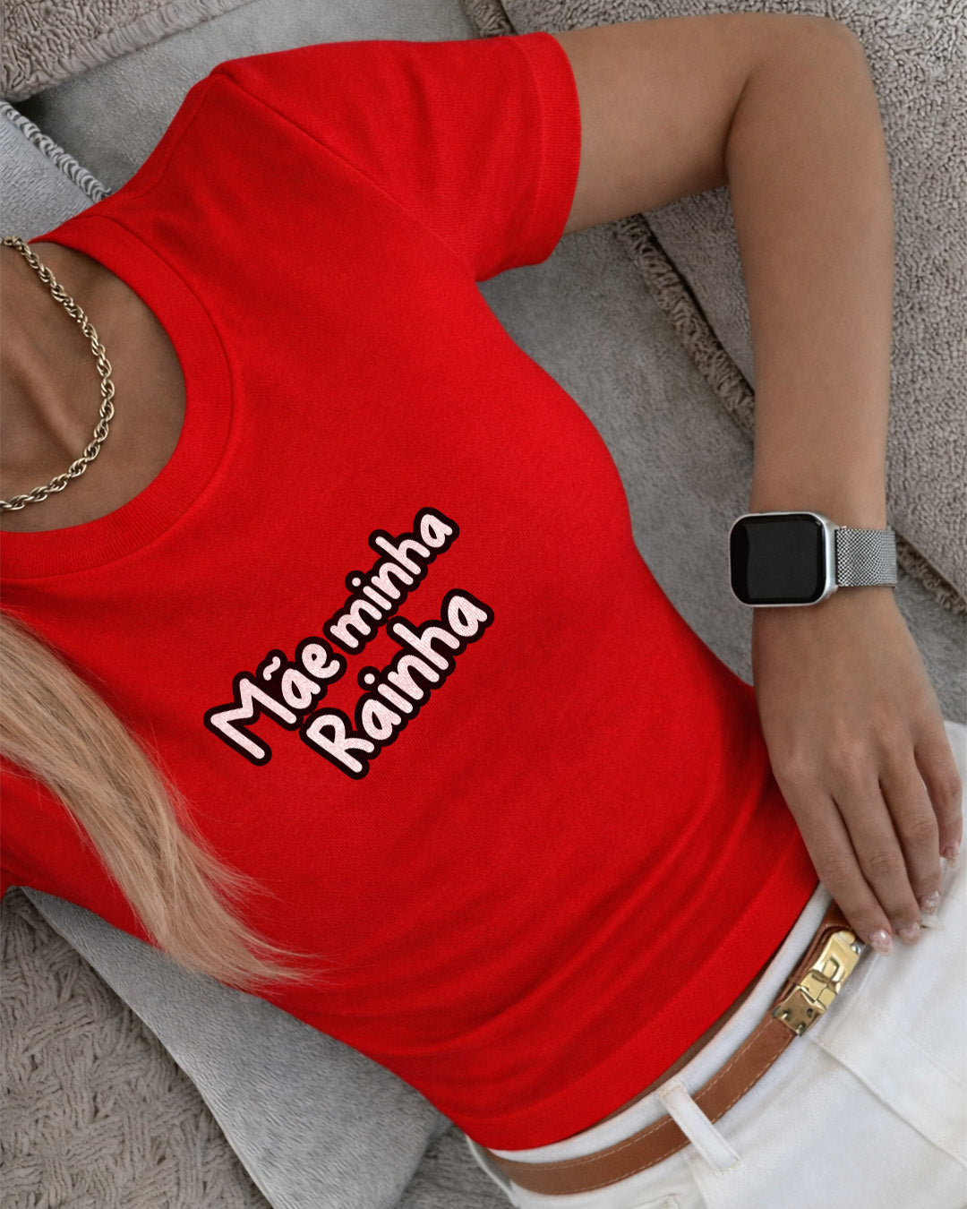 Camiseta 100% Algodão Feminina "Mãe Minha Rainha Especial" Dia Das Mães