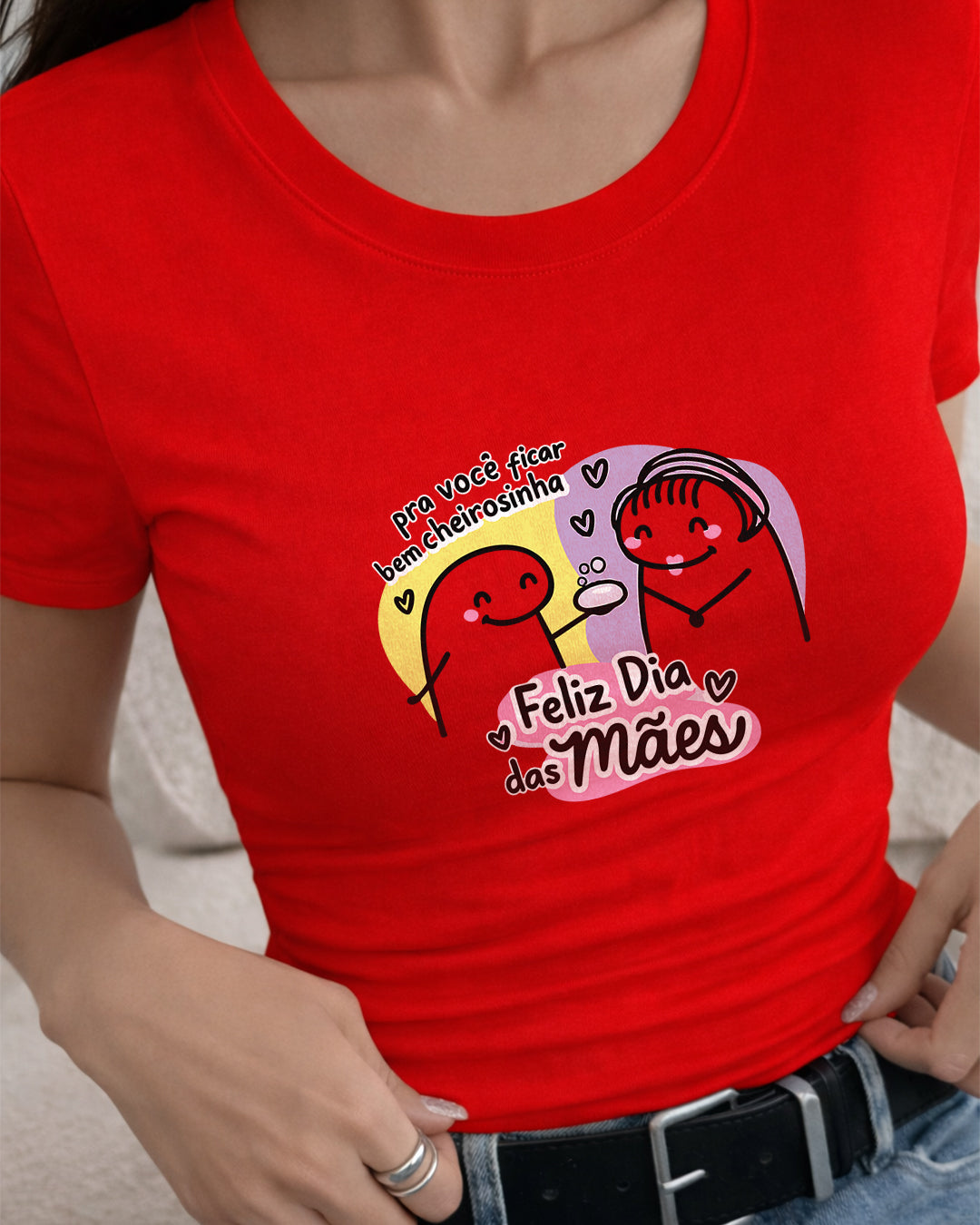 Camiseta 100% Algodão Feminina "Feliz Dia Das Mães Cheirosinha" Dia Das Mães