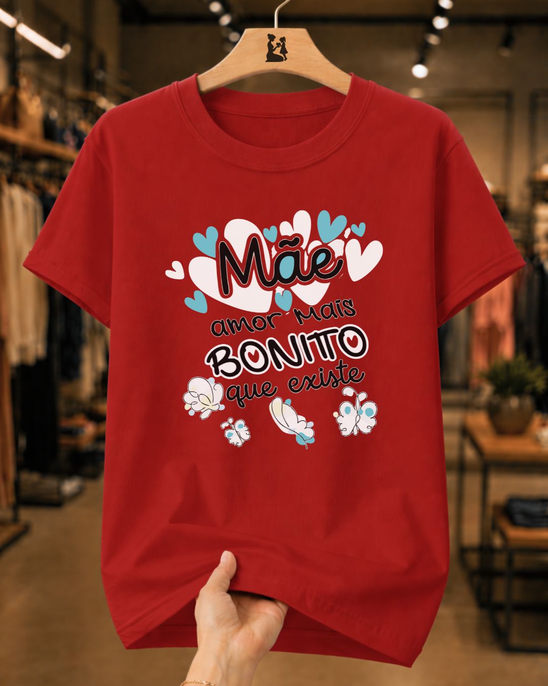Camiseta 100% Algodão Feminina "Mãe Amor Mais Bonito" Dia Das Mães